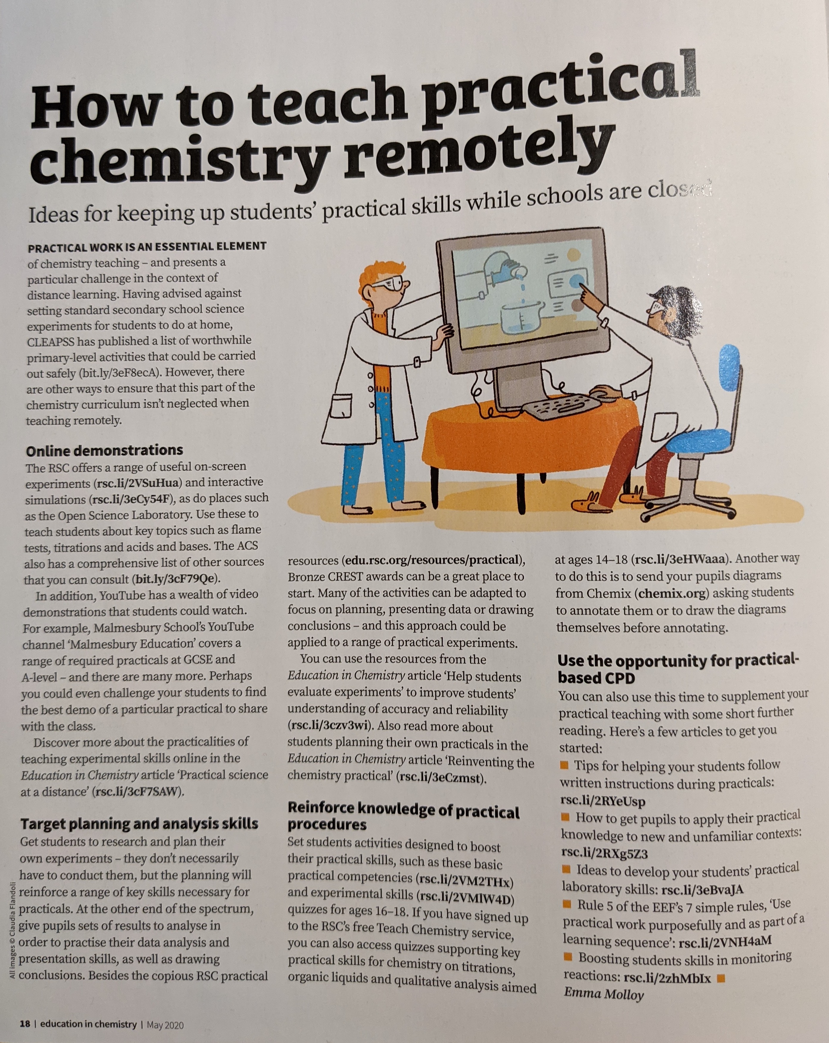 How to teach practical chemistry article in Education in Chemistry magazine from the Royal Society of Chemistry